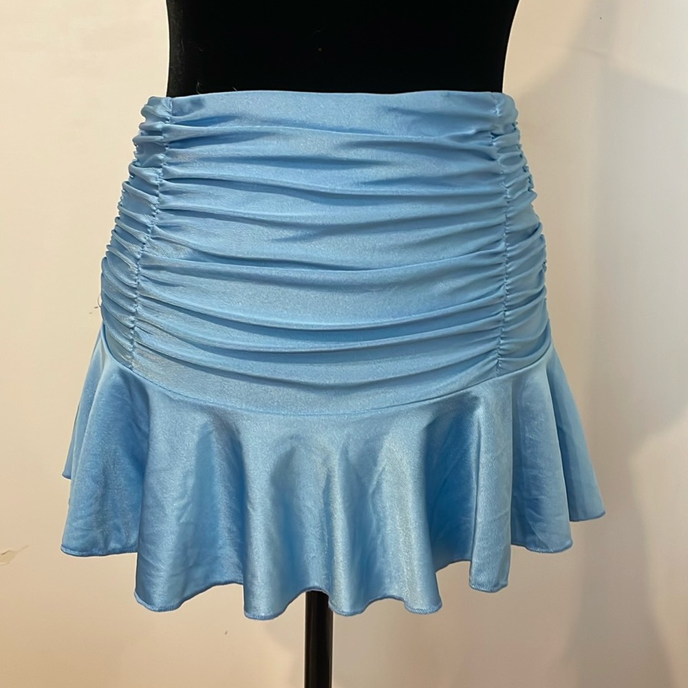 SHEIN Ruched Ruffle Hem Mini Skirt